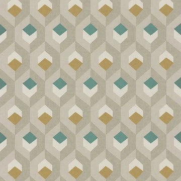 Closeup of a wallpaper showing its Contemporary, Geometric, Multicolour, Neutrals pattern, color, and subtle texture.