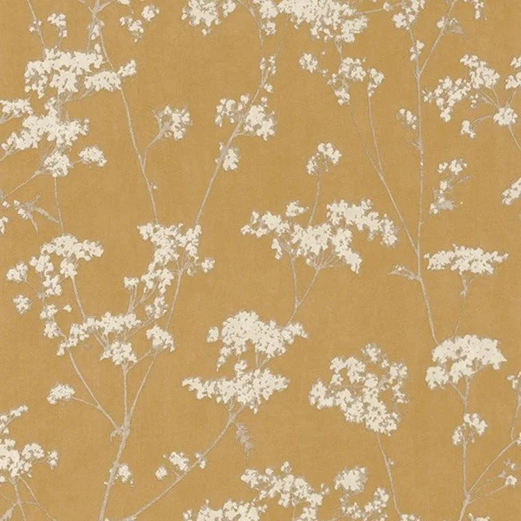 Closeup of a wallpaper showing its Floral, Nature, Two-tone pattern, color, and subtle texture.