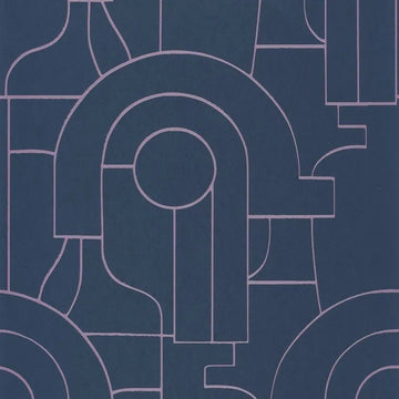 Closeup of a wallpaper showing its Art-Deco, Contemporary, Two-tone pattern, color, and subtle texture.