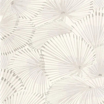 Closeup of a wallpaper showing its Contemporary, Floral, Neutrals, Two-tone pattern, color, and subtle texture.