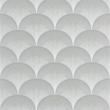 Closeup of a wallpaper showing its Art-Deco, Contemporary, Monochrome, Neutrals, Two-tone pattern, color, and subtle texture.