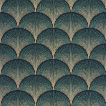 Closeup of a wallpaper showing its Art-Deco, Contemporary, Dramatic, Two-tone pattern, color, and subtle texture.