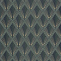 Closeup of a wallpaper showing its Art-Deco, Contemporary, Dramatic, Geometric, Two-tone pattern, color, and subtle texture.
