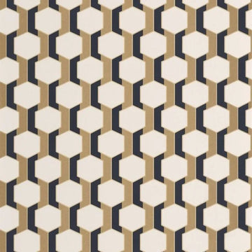 Closeup of a wallpaper showing its Art-Deco, Contemporary, Dramatic, Geometric, Two-tone pattern, color, and subtle texture.