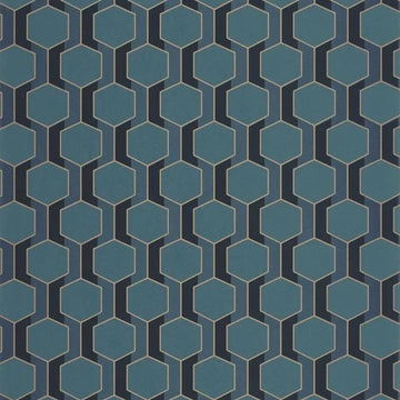 Closeup of a wallpaper showing its Art-Deco, Contemporary, Dramatic, Geometric, Two-tone pattern, color, and subtle texture.