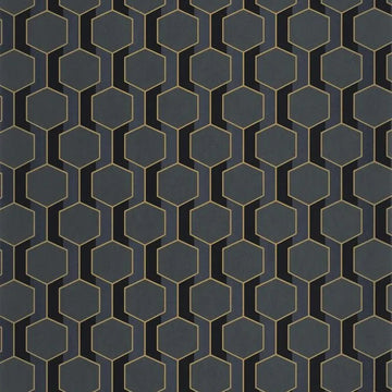 Closeup of a wallpaper showing its Art-Deco, Contemporary, Dramatic, Geometric, Two-tone pattern, color, and subtle texture.