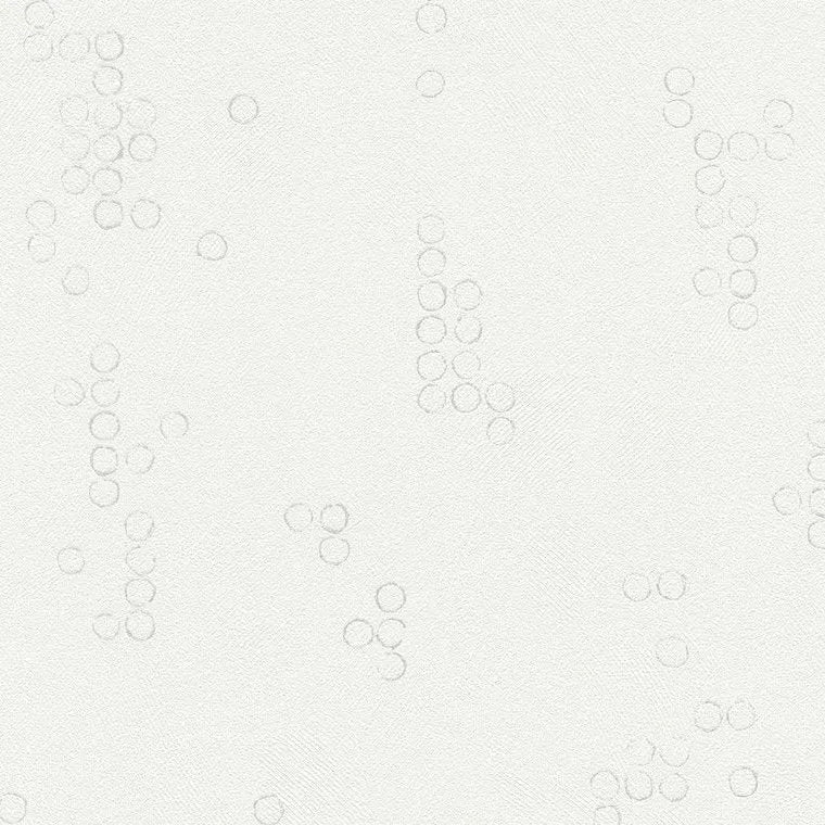 Closeup of a wallpaper showing its Circles, Contemporary, Neutrals, Plain, White pattern, color, and subtle texture.