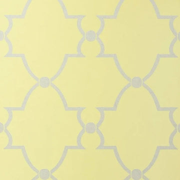 Closeup of a wallpaper showing its Art-Deco, Damask, Two-tone pattern, color, and subtle texture.