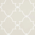 Closeup of a wallpaper showing its Art-Deco, Damask, Neutrals, Two-tone pattern, color, and subtle texture.