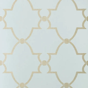 Closeup of a wallpaper showing its Art-Deco, Damask, Two-tone pattern, color, and subtle texture.
