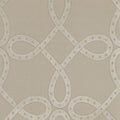 Closeup of a wallpaper showing its Art-Deco, Damask, Neutrals, Two-tone pattern, color, and subtle texture.