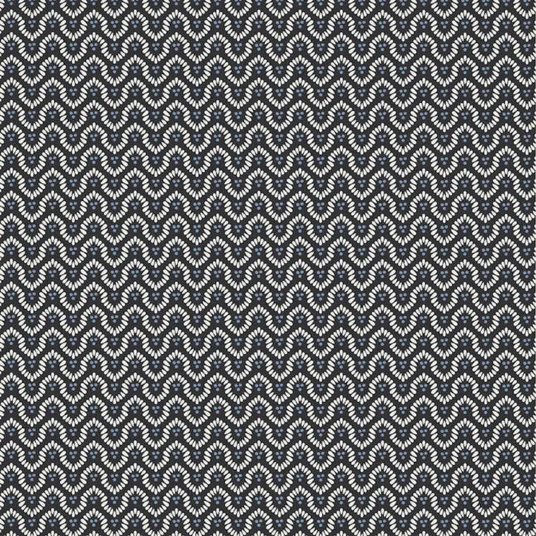 Closeup of a wallpaper showing its Art-Deco, Geometric, Two-tone pattern, color, and subtle texture.