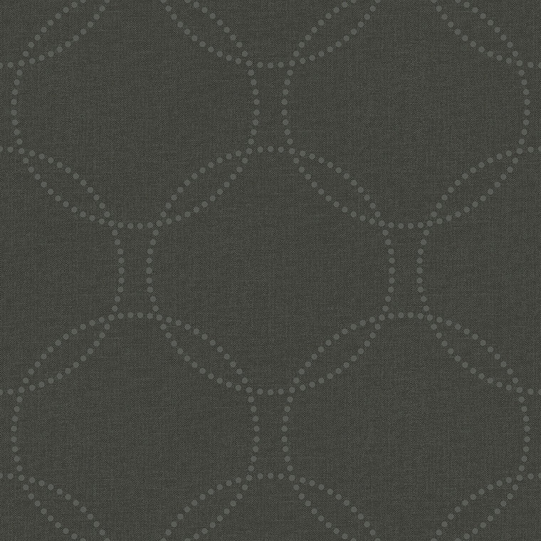Closeup of a wallpaper showing its Black, Circles, Contemporary, Geometric, Monochrome pattern, color, and subtle texture.