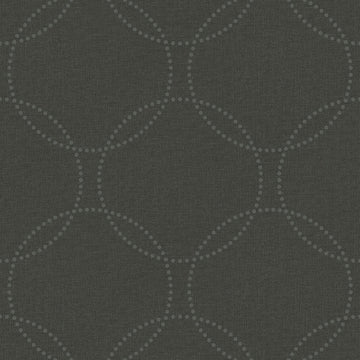 Closeup of a wallpaper showing its Black, Circles, Contemporary, Geometric, Monochrome pattern, color, and subtle texture.