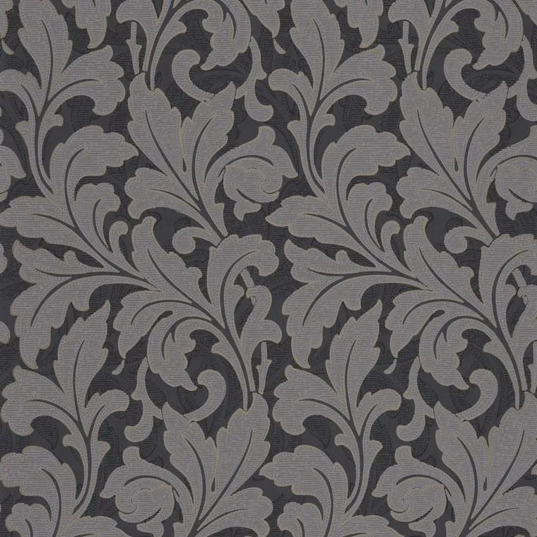 Closeup of a wallpaper showing its Floral, Neutrals, Two-tone pattern, color, and subtle texture.