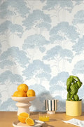 Wallpaper installed in a room showing its full pattern, color