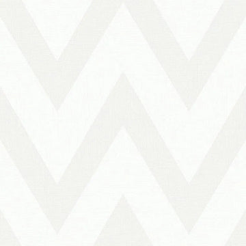 Closeup of a wallpaper showing its Chevron, Monochrome, Neutrals, Paperweave, Two-tone pattern, color, and subtle texture.