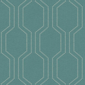 Closeup of a wallpaper showing its Contemporary, Geometric, Green, Trellis, Unicolour pattern, color, and subtle texture.