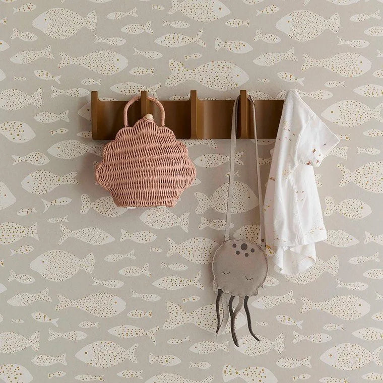 Closeup of a wallpaper showing its Kids, Neutrals, Two-tone pattern, color, and subtle texture.