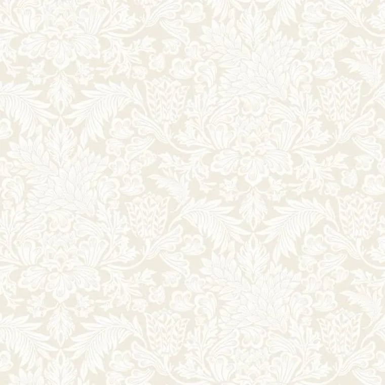 Closeup of a wallpaper showing its Floral, Neutrals, Two-tone pattern, color, and subtle texture.