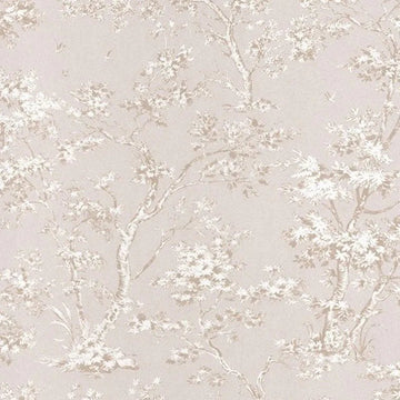 Closeup of a wallpaper showing its Floral, Neutrals, Two-tone pattern, color, and subtle texture.