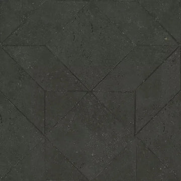 Closeup of a wallpaper showing its Black, Cork, Geometric, Monochrome pattern, color, and subtle texture.