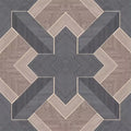 Closeup of a wallpaper showing its Black, Brown, Geometric, Wood-veneer pattern, color, and subtle texture.