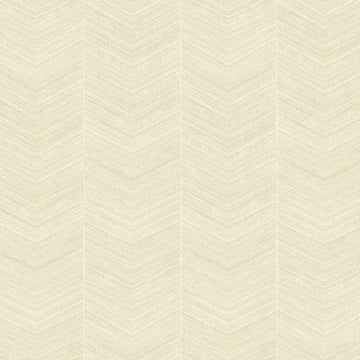 Closeup of a wallpaper showing its Chevron, Cream, Neutrals pattern, color, and subtle texture.