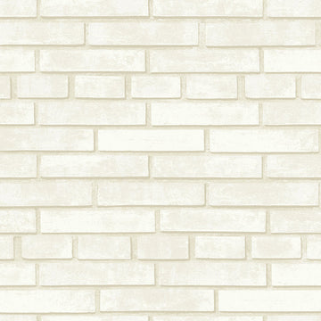 Closeup of a wallpaper showing its Brick, Contemporary, Geometric, Neutrals pattern, color, and subtle texture.
