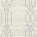 Closeup of a wallpaper showing its Geometric, Monochrome, Textile, Trellis pattern, color, and subtle texture.