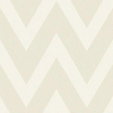 Closeup of a wallpaper showing its Chevron, Cream, Neutrals, Paperweave, Two-tone pattern, color, and subtle texture.