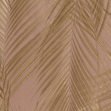 Textured fabric with gold leaf pattern on a pink background