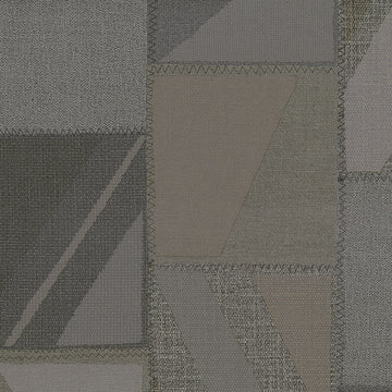 Textured fabric pattern with geometric shapes in shades of gray and brown.