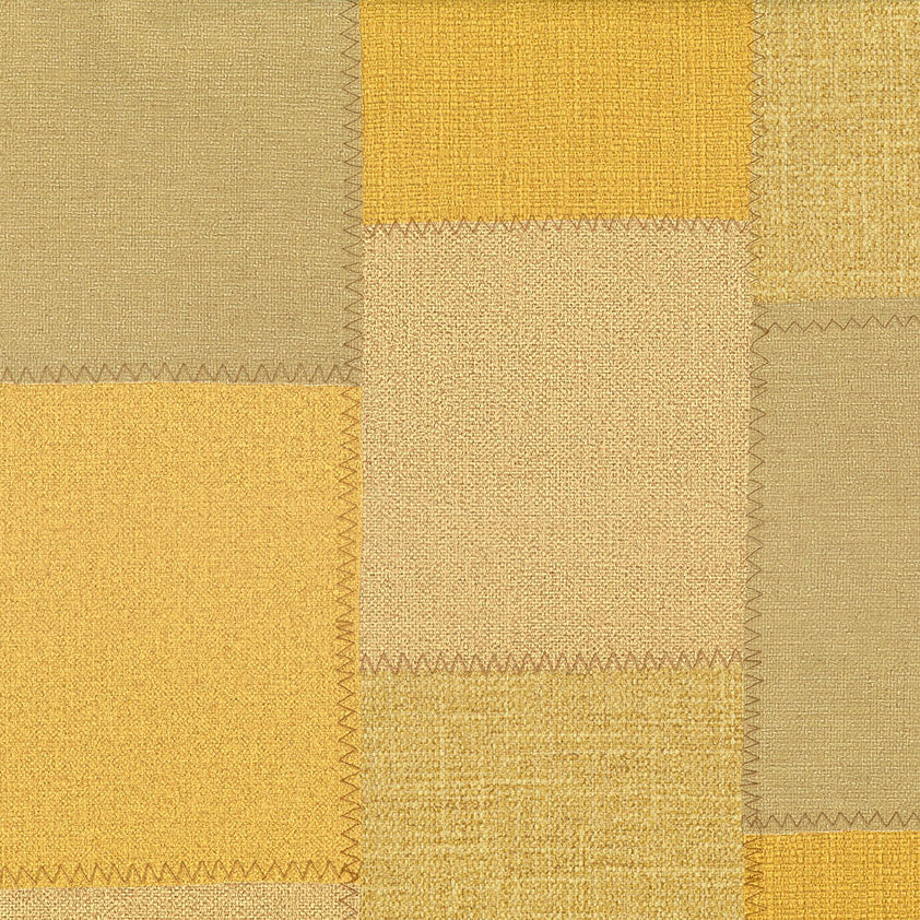 Patchwork of beige and yellow squares with a textured pattern