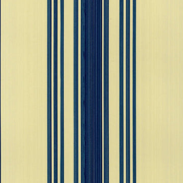 Closeup of a wallpaper showing its Blue, Stripes, Two-tone, Yellow pattern, color, and subtle texture.