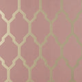 Closeup of a wallpaper showing its Contemporary, Geometric, Metallic, Pink, Trellis, Two-tone pattern, color, and subtle texture.