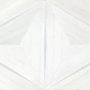 Closeup of a wallpaper showing its Geometric, White, Wood-veneer pattern, color, and subtle texture.