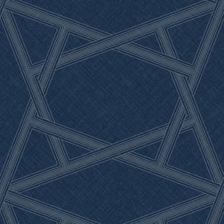 Closeup of a wallpaper showing its Blue, Contemporary, Geometric pattern, color, and subtle texture.