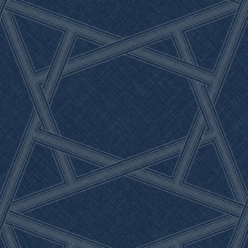 Closeup of a wallpaper showing its Blue, Contemporary, Geometric pattern, color, and subtle texture.