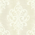 Closeup of a wallpaper showing its Cream, Damask, Neutrals pattern, color, and subtle texture.